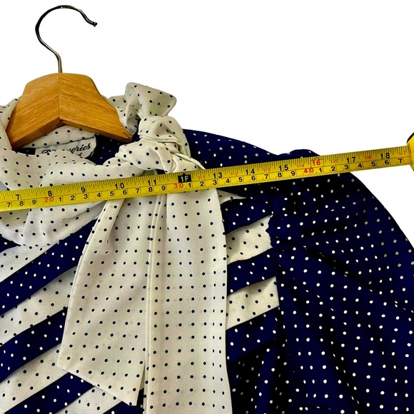 Vintage Navy Polka Dot Size Large Dress - Picture 5 of 8